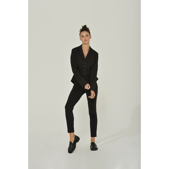 Black Peplum Jacket with Slit Sleeves | Eco-Friendly | Vintage Inspired | NWT - Picture 9 of 13